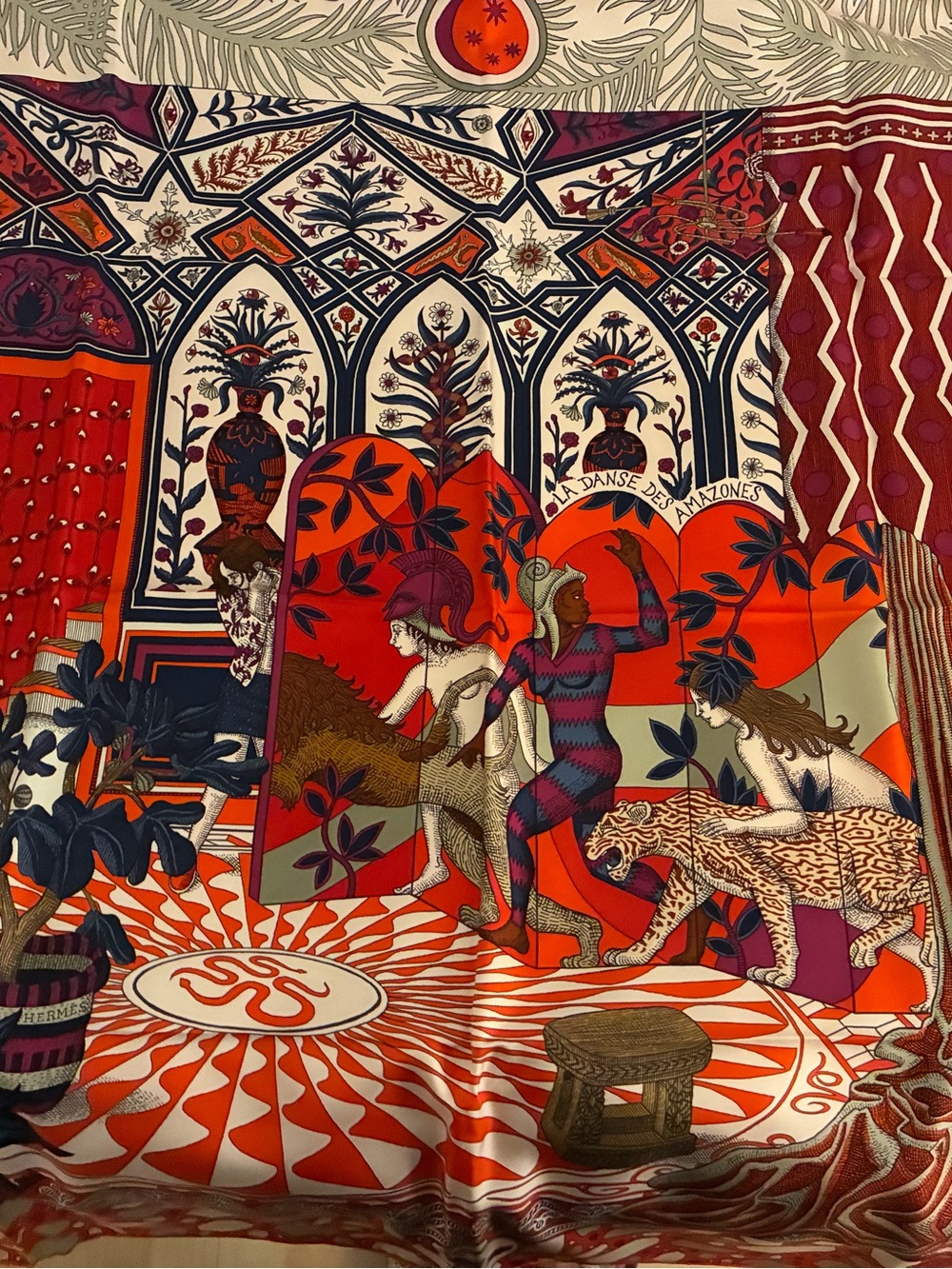 Hermès La Danse des Amazones Silk Scarf by Édouard Baribeaud. Fashion/Art